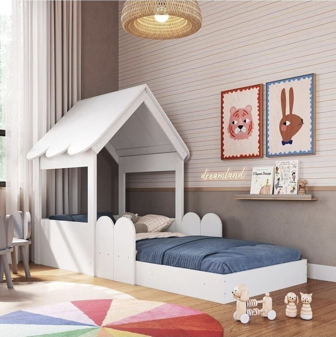 😍 Cama Montessoriana Casinha com Colchão Incluso Branco
