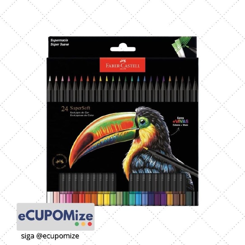 😍 Faber-Castell Lápis De Cor Supersoft com 24 Cores - Ecolápis super mácio com cores mais