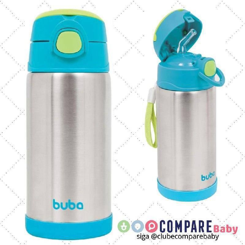 😍 BUBA Garrafa Térmica Parede Dupla 400 Ml - Azul