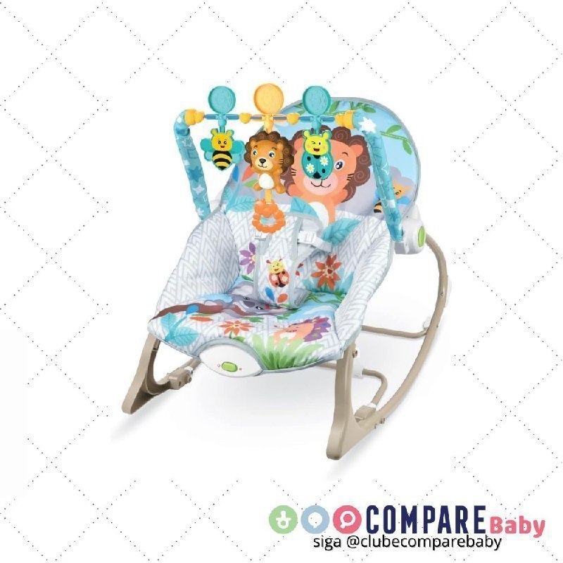 😍 Maxibaby Cadeira de Descanso e Balanco Funtime Leão, Cinto 3 Pontos, (Até 18 kgs), Mult