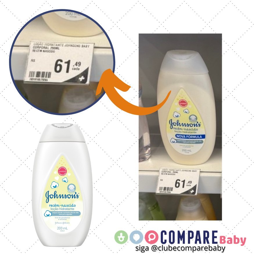 😍 Johnson's Baby Loção Hidratante Para Uso Diário Recém Nascido, 200ml