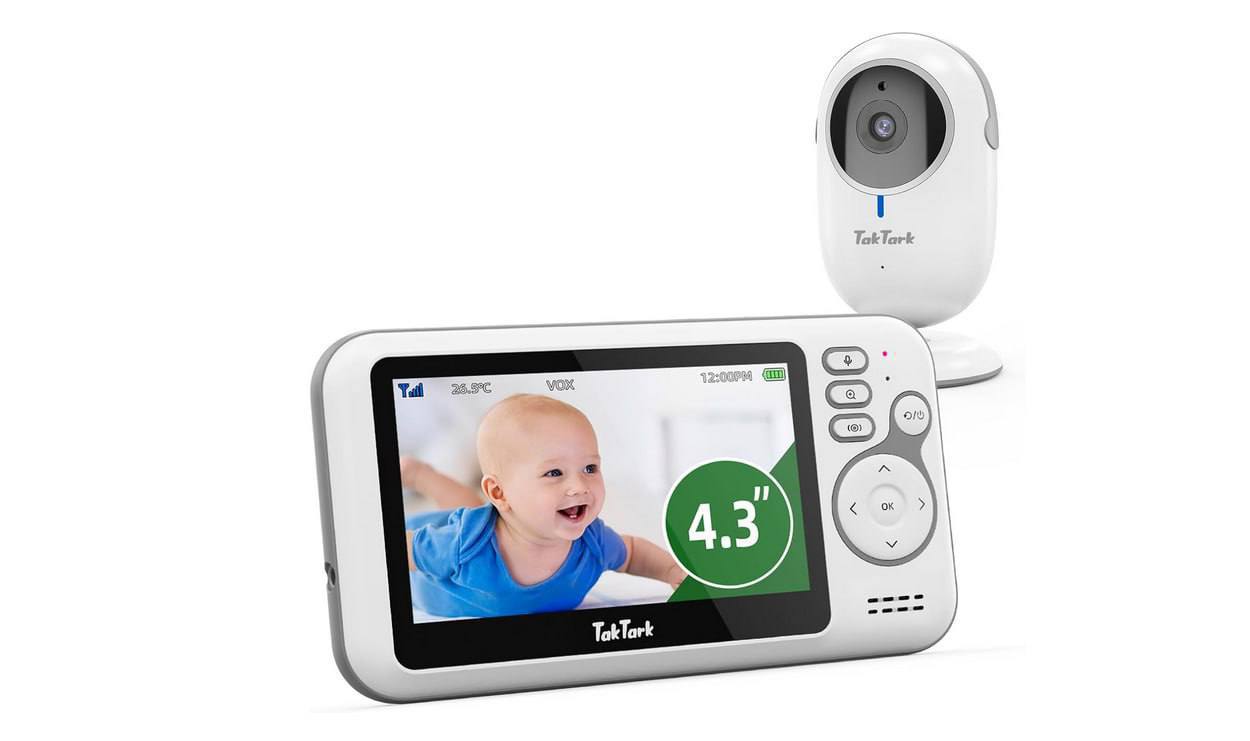 🫧 TakTark Babá Eletrônica Câmera, 4.3" Monitor de Bebe, Sem Wi-Fi, 2 Way Audio, Visão Noc