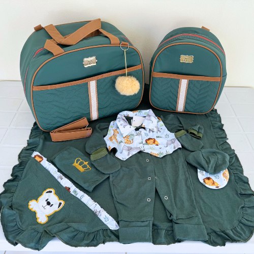 🛍️ Kit Bolsa Mala Maternidade com Saída Maternidade e Manta de Bebê