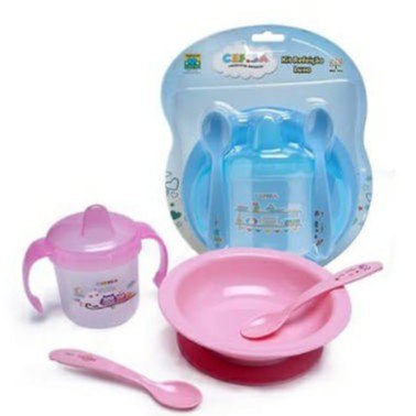 🛍️ Kit Refeiçao Bebê 5 itens - Prato infantil com Copo e Colheres