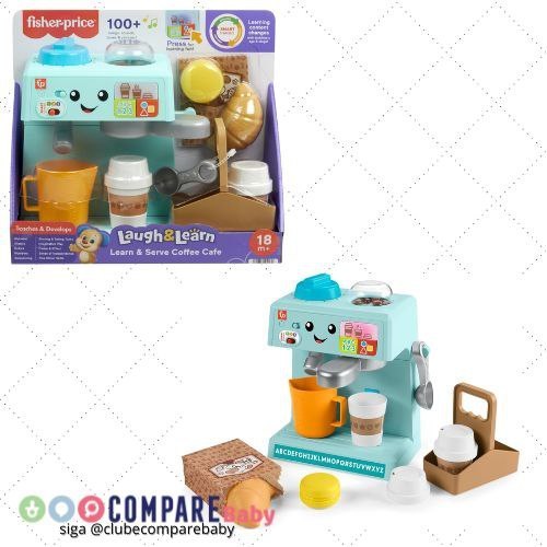 😍 Fisher-Price, Minha Primeira Máquina de Café com 3 Níveis de Aprendizado, 10 Acessórios