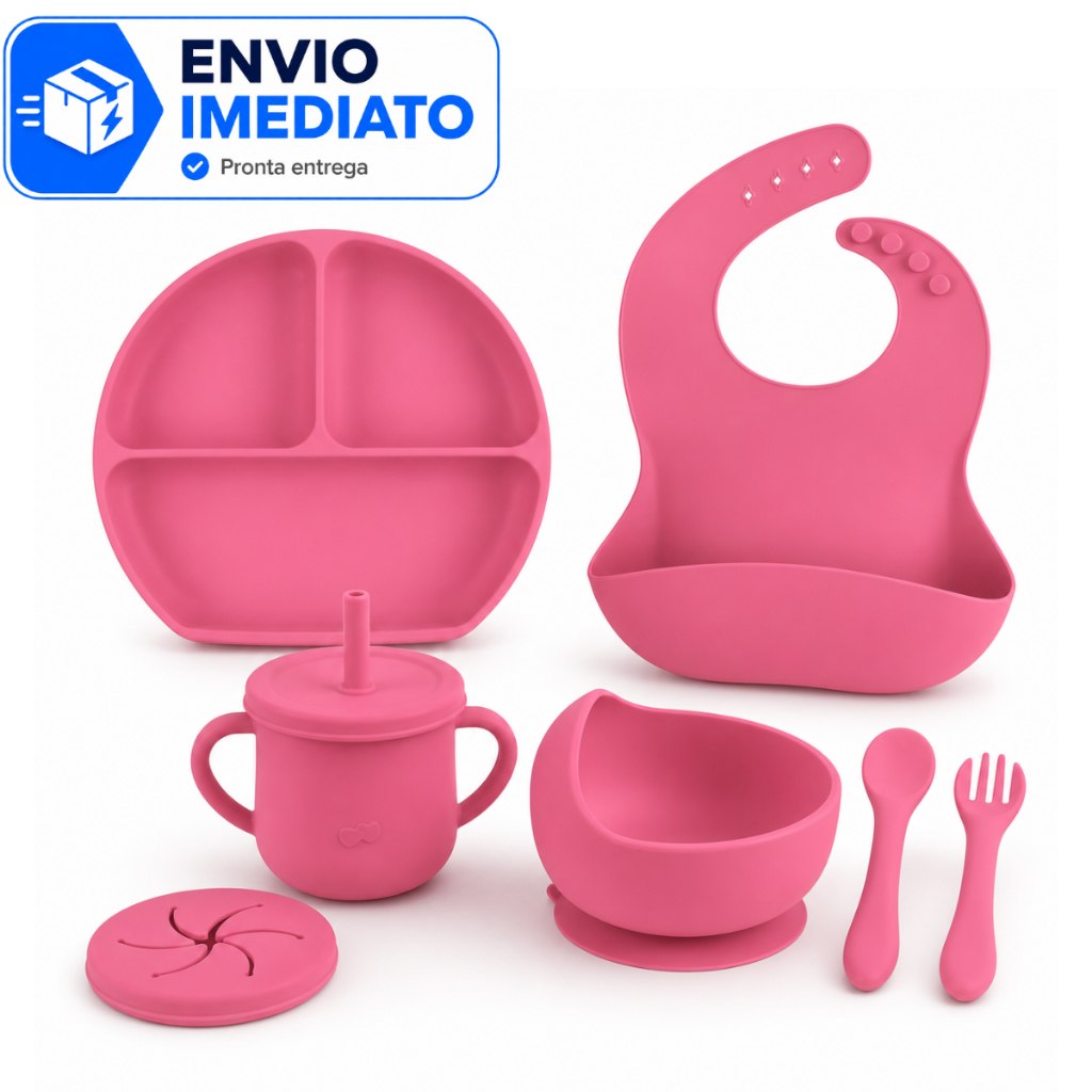 🛍️ Kit Alimentação Bebê Introdução Alimentar 8 Itens Silicone Livre BPA Com Ventosa