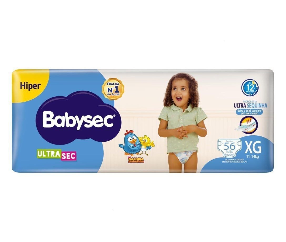 Fralda Babysec UltraSec XG 56 unidades