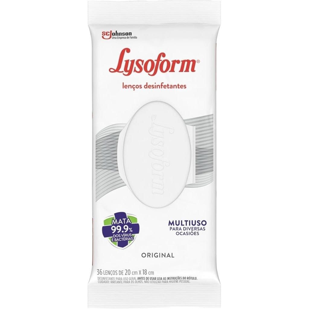 Lysoform Original, Lenço Umedecido Desinfetante, Multisuso, Desinfecção e Limpeza, 36 unid