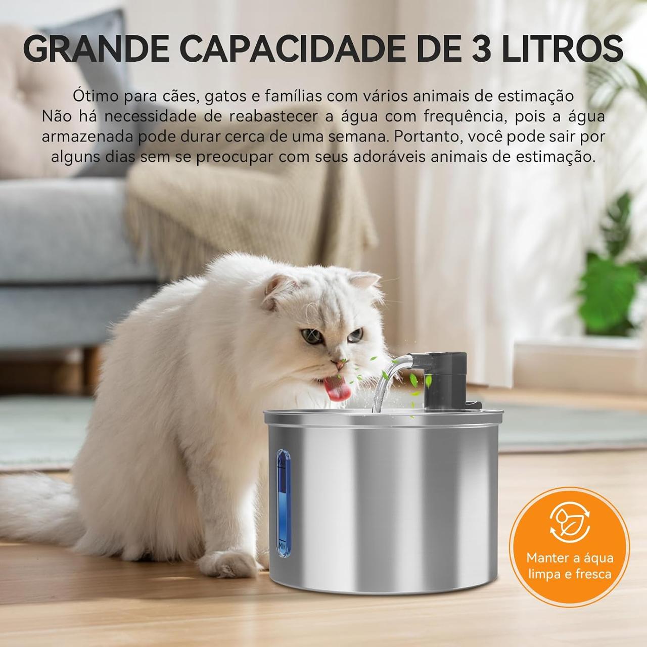 ÁGUA FRESCA E CORRENTE PARA O GATO