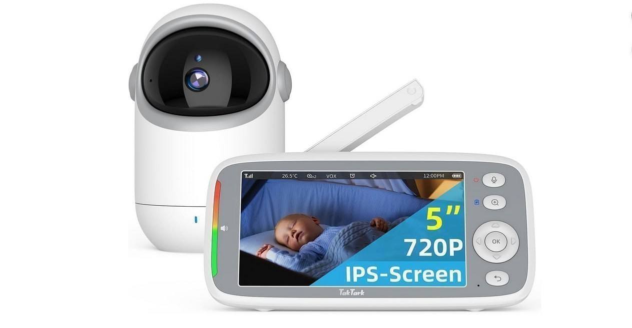 🫧 TakTark Babá Eletrônica, 5" 720P HD Bebê Câmera com Tela, Segurança Wifi, Panorâmica In