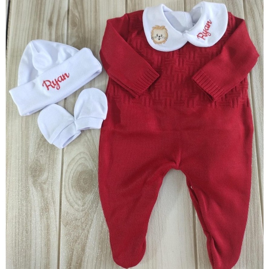 🛍️ saida maternidade conjunto trico personalizado bebê menino menina
