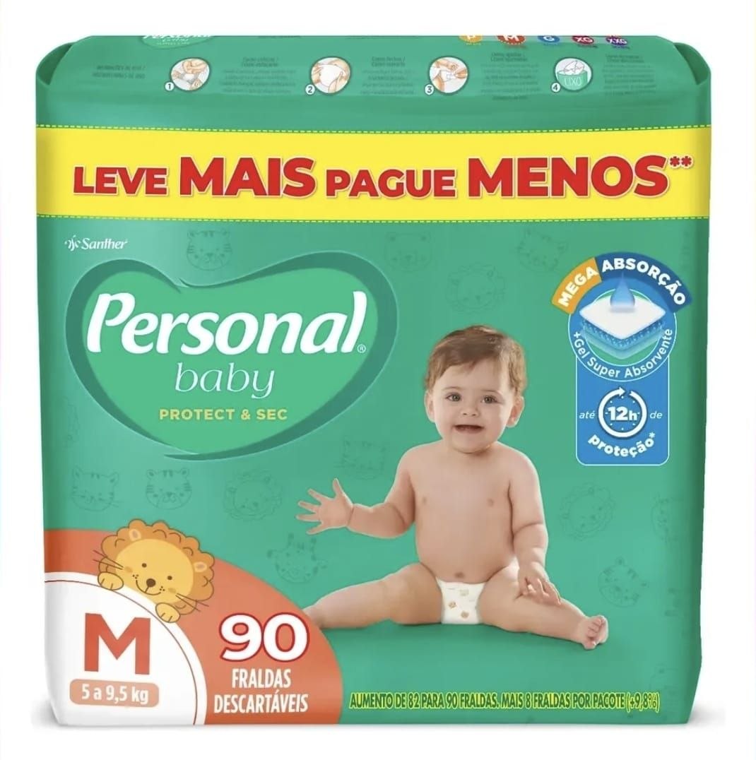 Fralda Personal Baby Protect e Sec M com 90