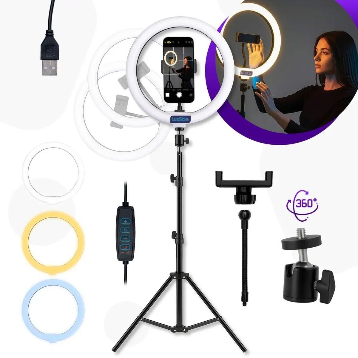 Ring Light 10 Polegadas Com Tripé 2,10m Profissional Video Maker Suporte Celular