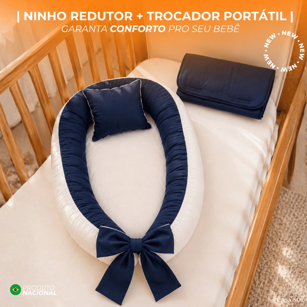 🛍️ NINHO REDUTOR DE BERÇO  |  COM ZIPER E LAÇO   | TROCADOR PORTÁTIL  | 400 FIOS