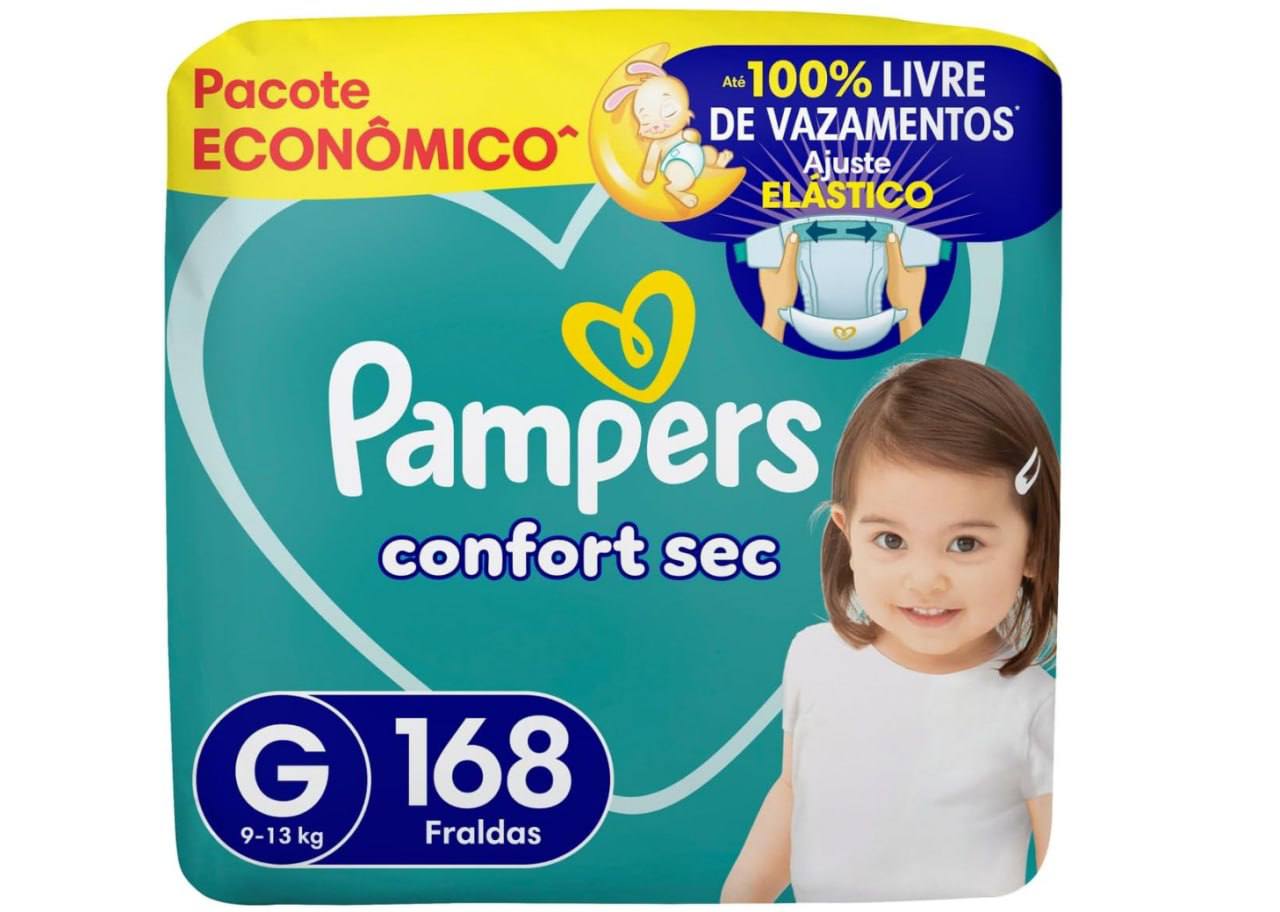 🫧 Fralda Pampers Confort Sec Tamanho G 168 Unidades