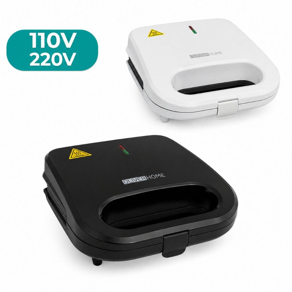 - Sanduicheira Elétrica e Grill Família 2 em 1 - Inox antiaderente - 750W Oliver Home