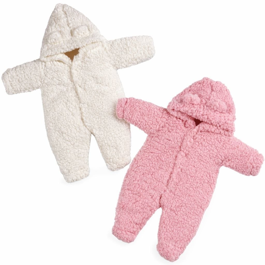 🛍️ Kit 2 Macacão Pelúcia Bebe Inverno De Pelo Carneiro Menina