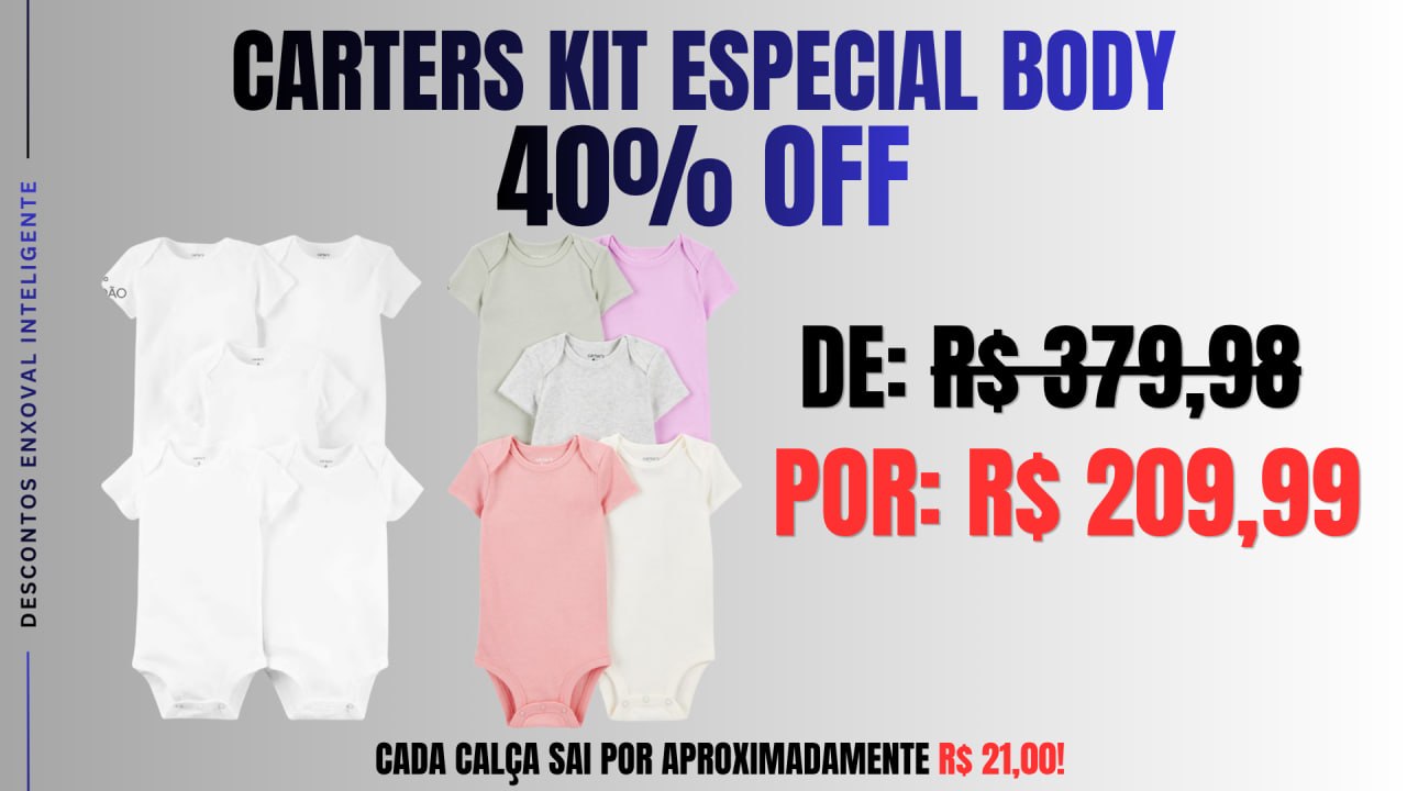 🔴 CARTER’S | KIT BODY BEBÊ COM 40% OFF 👶💗