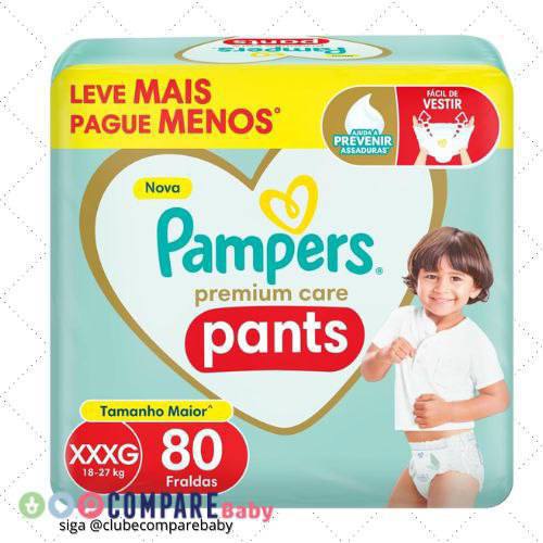 😍 Fralda Pampers Premium Care Pants Tamanho XXXG 80 Unidades