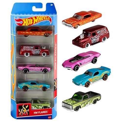 🛍️ Pacote 5 Carros Sortidos, Hot Wheels, Mattel, Multicor - não é possível escolher as co