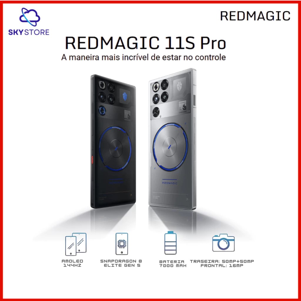 📱REDMAGIC 11S Pro Snapdragon 8 Elite Gen 5 Versão Líder 12+256 Resfriamento Líquido 7500m