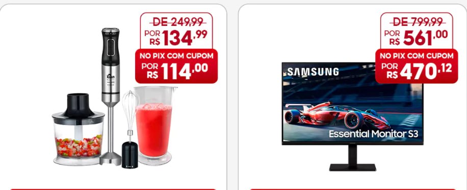 🔥 Duas ofertas pra deixar a casa mais completa gastando menos!