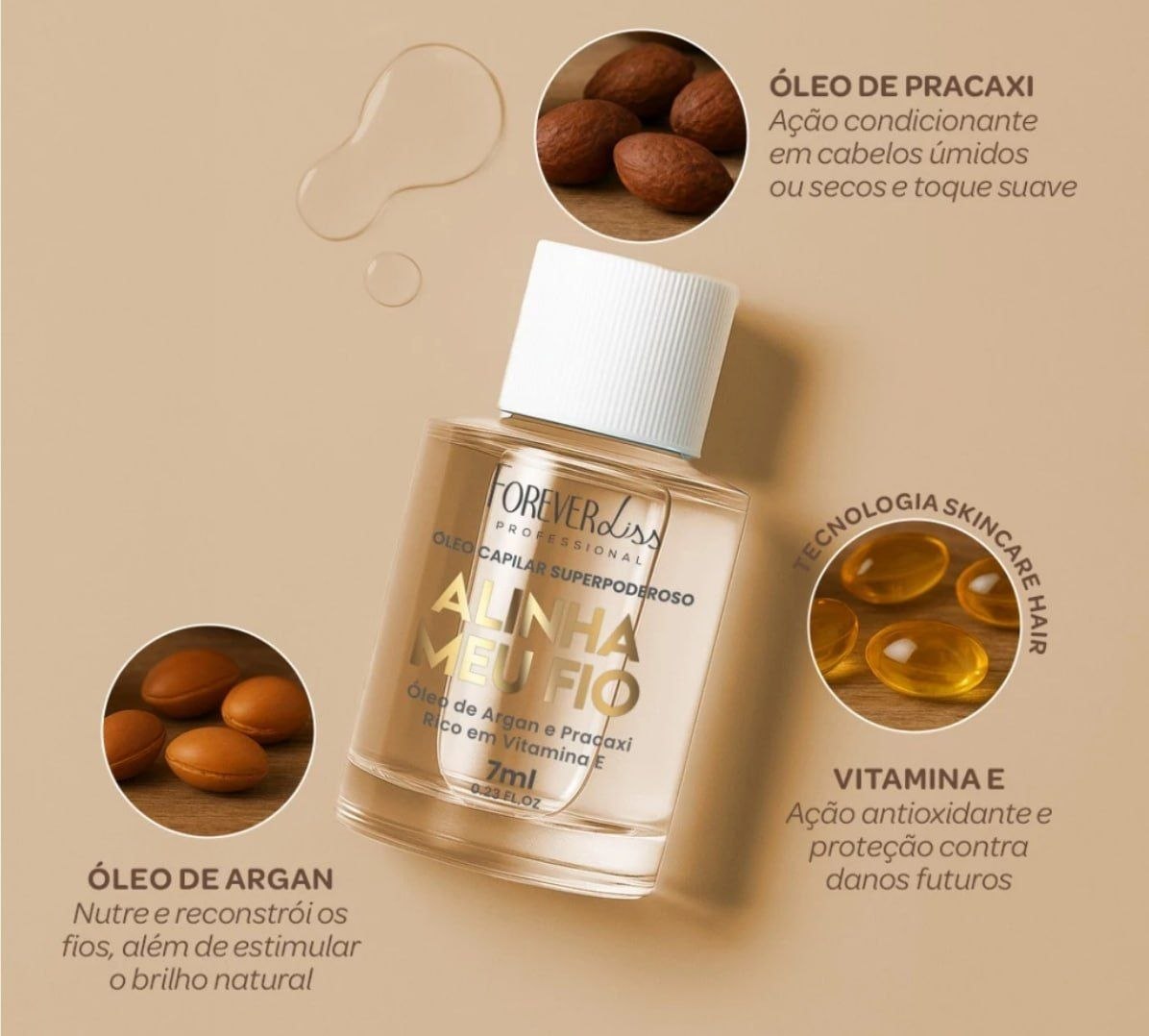 🛍️ Óleo Capilar Superpoderoso Alinha Meu Fio Forever Liss 7ml