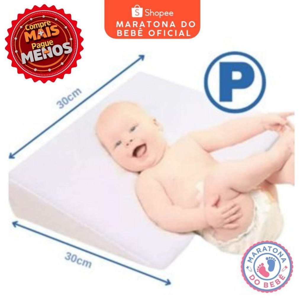 🛍️ Travesseiro Anti Refluxo Carrinho Mini Berço Rampa Enchimento + 1 Fronhas Confortável