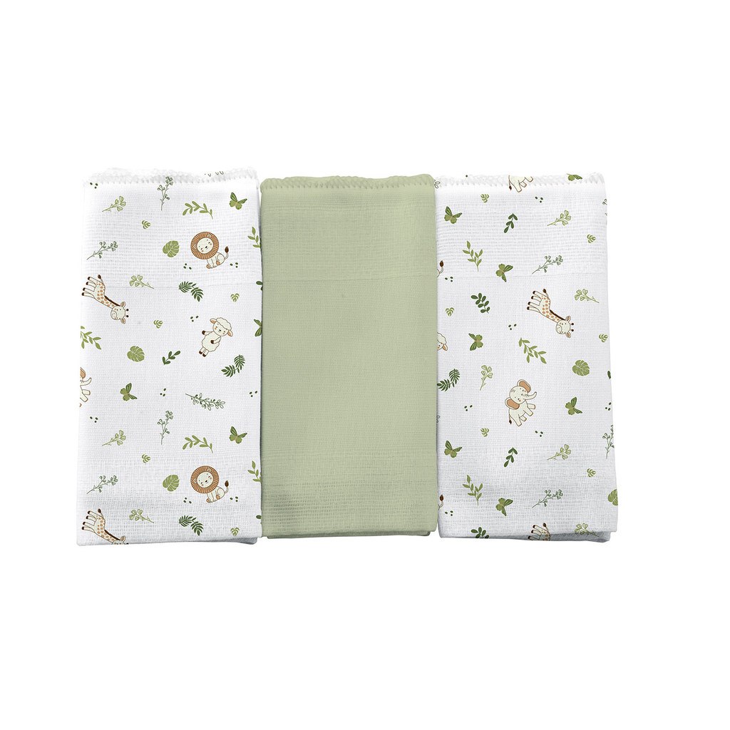 🛍️ Pano de Boca para Bebê 3 Unidades 34 cm x 40 cm Bercinho