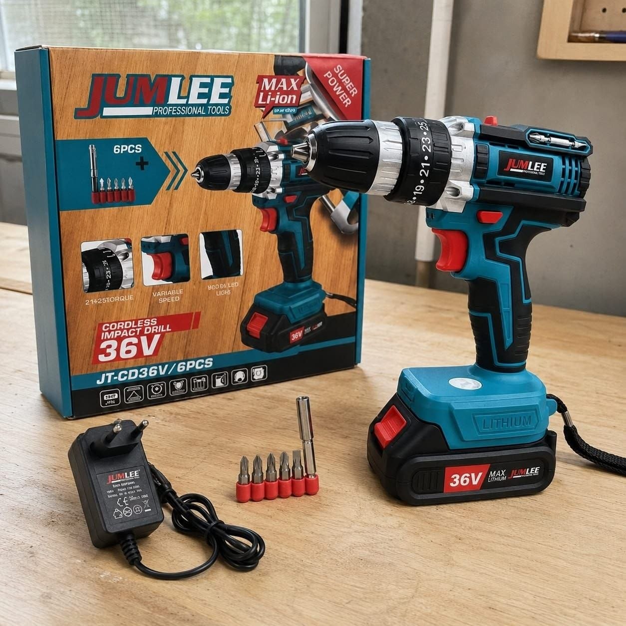 Parafusadeira E Furadeira À Bateria 36v Sem Fio Bivolt Azul-celeste 50hz/60hz 127/220v