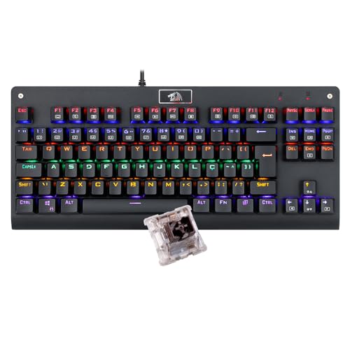 🛍️ Teclado Mecânico Redragon Dark Avenger Preto Iluminação Rainbow Switch Marrom K568R