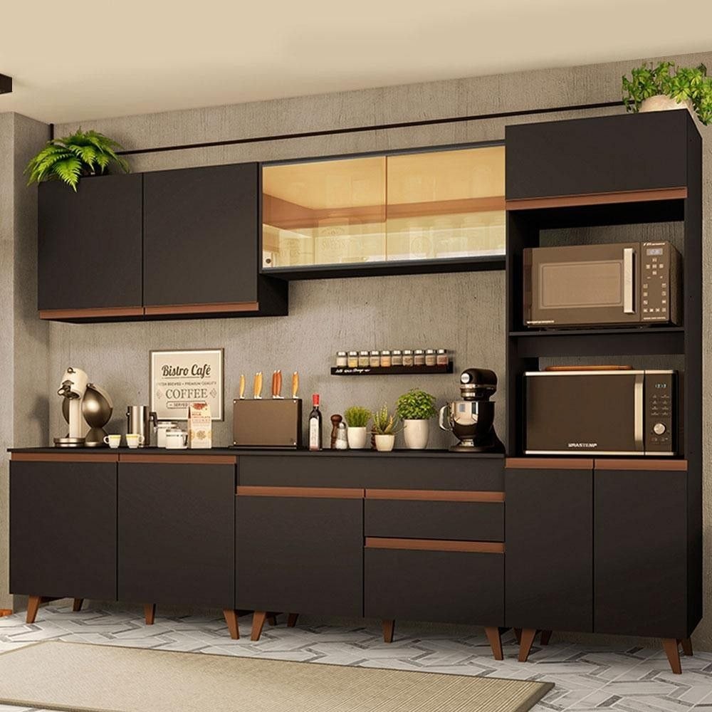 - Cozinha Completa Madesa Reims 310001 com Armário e Balcão - Preto