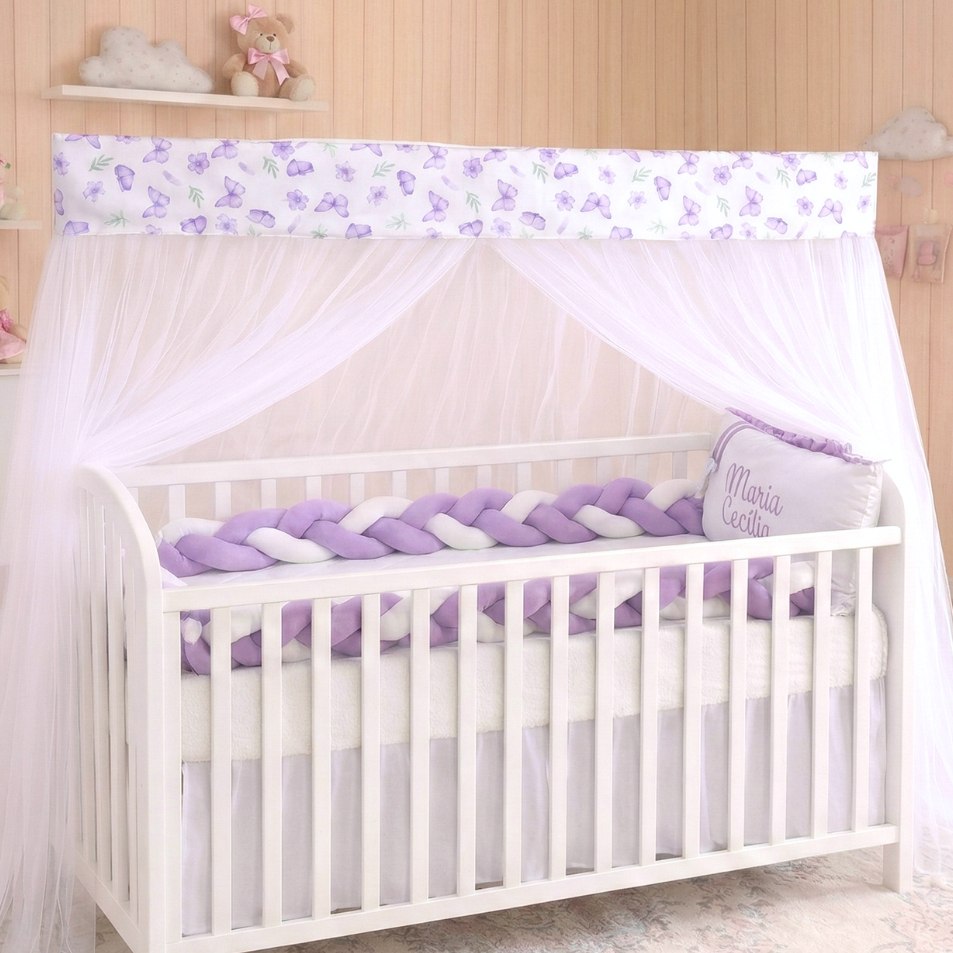 🛍️ Mosquiteiro Tule Berço Americano E Mini Berço Bando Estampado Infantil Menino Menina