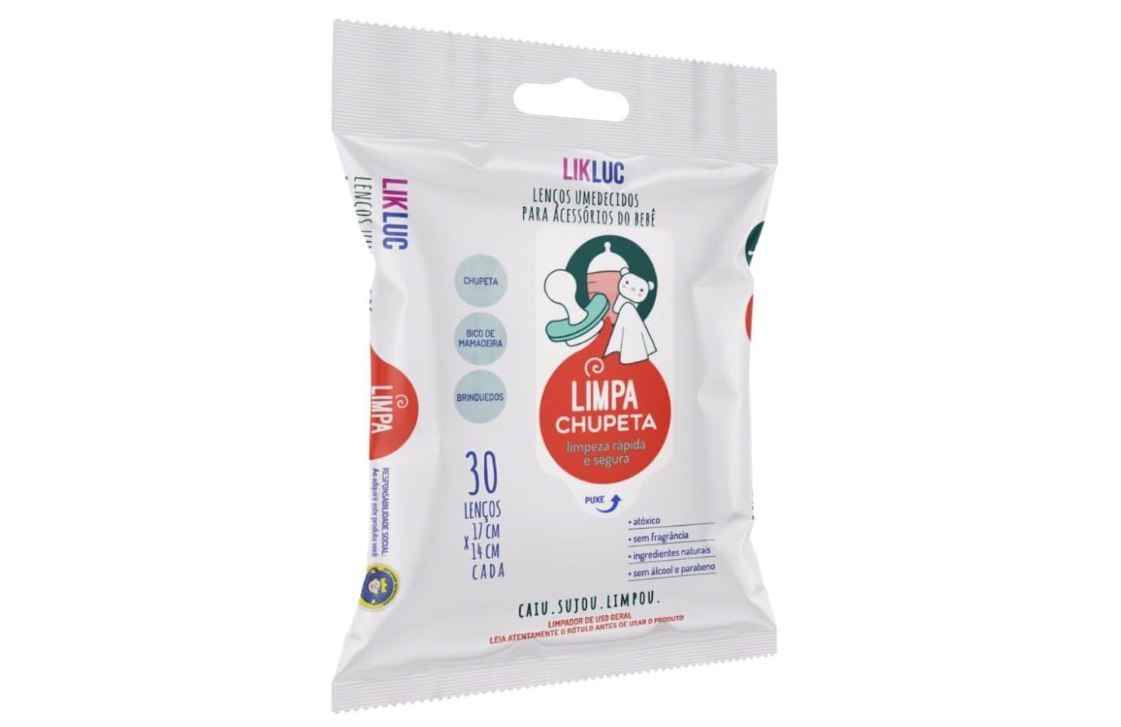 🫧 Likluc, Limpa Chupeta lenços umedecidos higienizadores