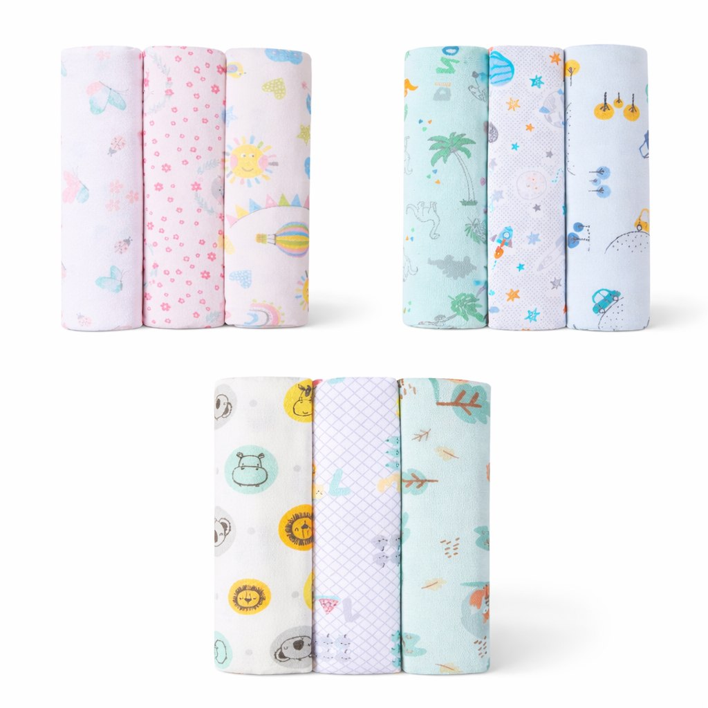 🛍️ Kit 6 Cueiro Flanelado Papi Estampado 80x50cm Bebê Macio Absorvente Enxoval