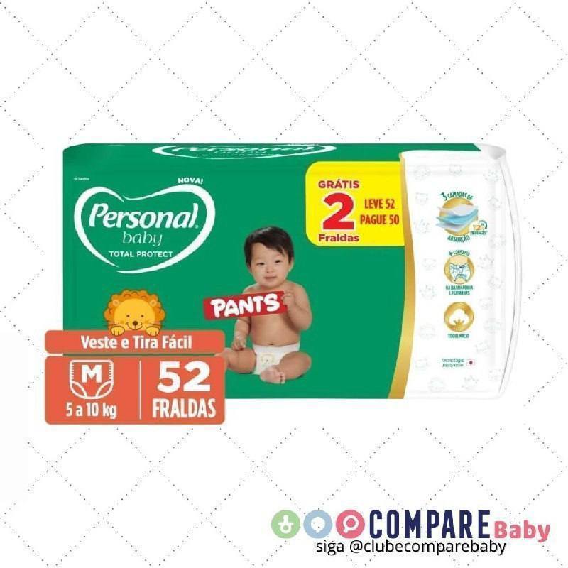 😍 Personal Fralda Baby Total Protect Pants Média, 52 Unidades