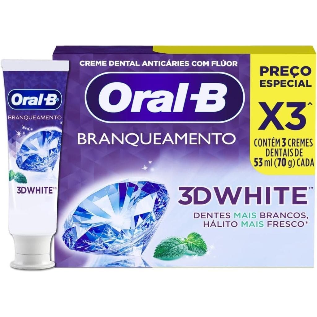 Oral-B Pasta de Dente 3D White Brilliant Fresh, 3 Unidades de 70 g