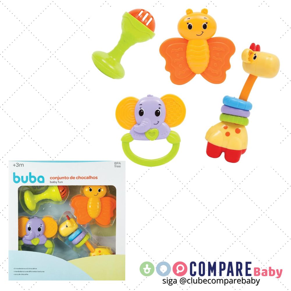 😍 Buba Conjunto De Chocalhos Baby Fun Buba Colorido