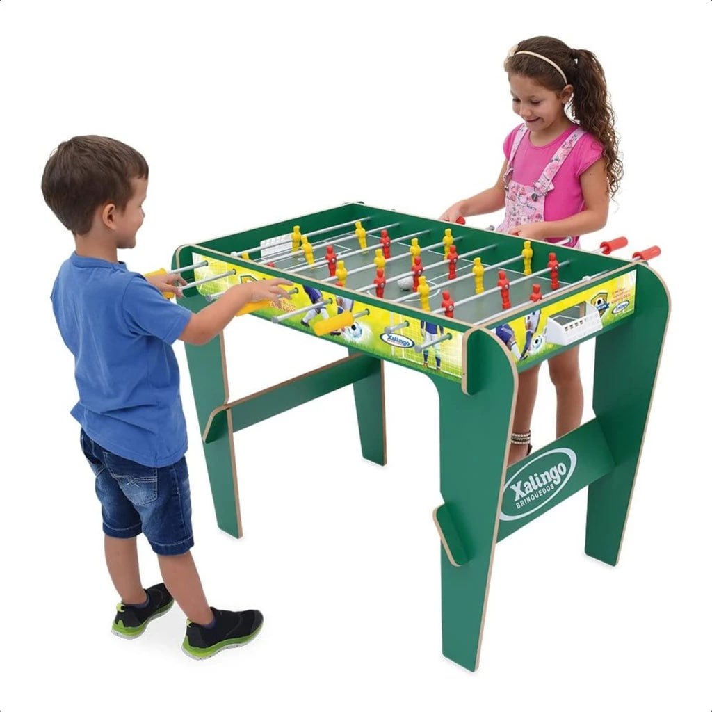🥅Mesa de Pebolim Infantil Jogo Futebol de Mesa Super Copa Madeira Xalingo 67354 Brinquedo