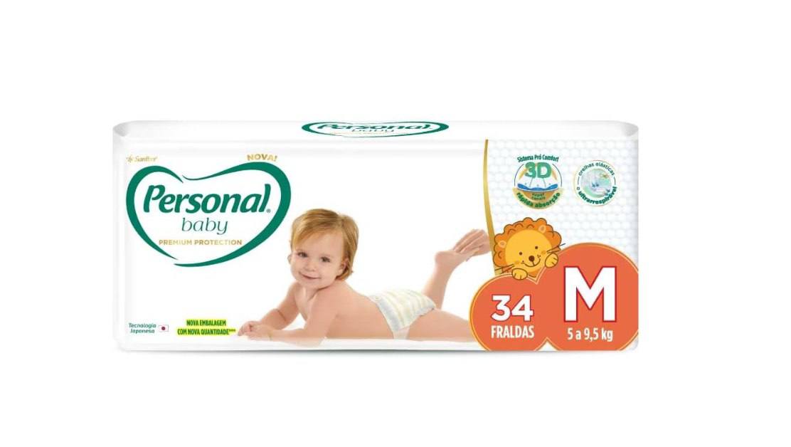 🫧 FRALDA PERSONAL BABY PREMIUM PROTECTION M | 34 UNIDADES