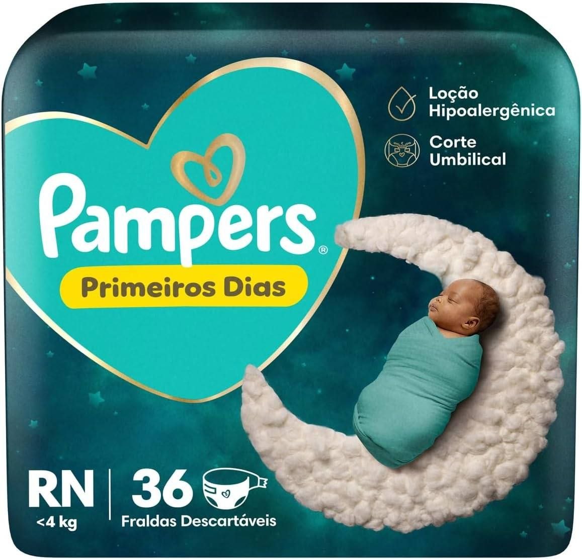 Fralda Pampers Primeiros Dias RN com 36 Unidades