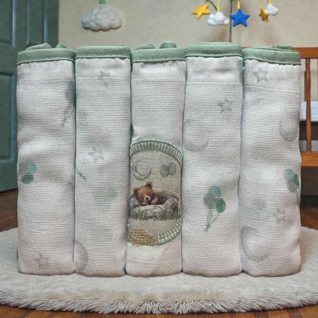 🛍️ Fralda de Pano Bebê Bordada | Tecido Duplo 100% Algodão 70x68cm | Muito Mimo Raposa