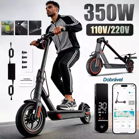 🛴Patinete Elétrico Adulto 350W – Alta Velocidade, Bateria Longa e Suporta Até 150kg