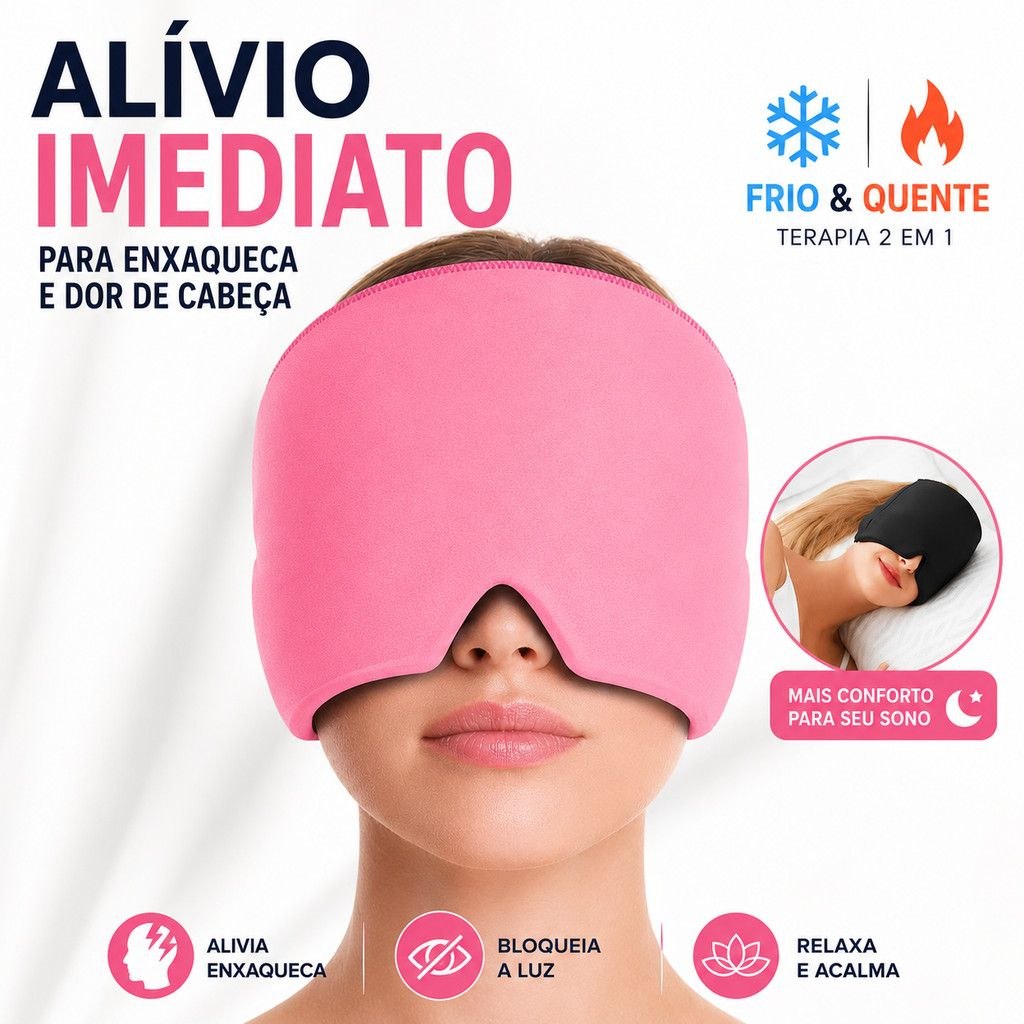- Touca Para Enxaqueca Gel Frio Quente Máscara Anti Luz Alívio Imediato Dor de Cabeça e In