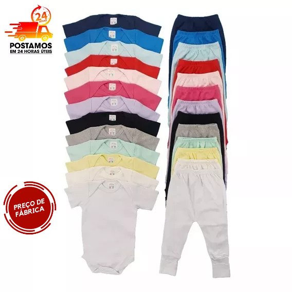🛍️ Kit bebe 4 peças -  Body bebe e Calça Mijão (Rn P M e G)