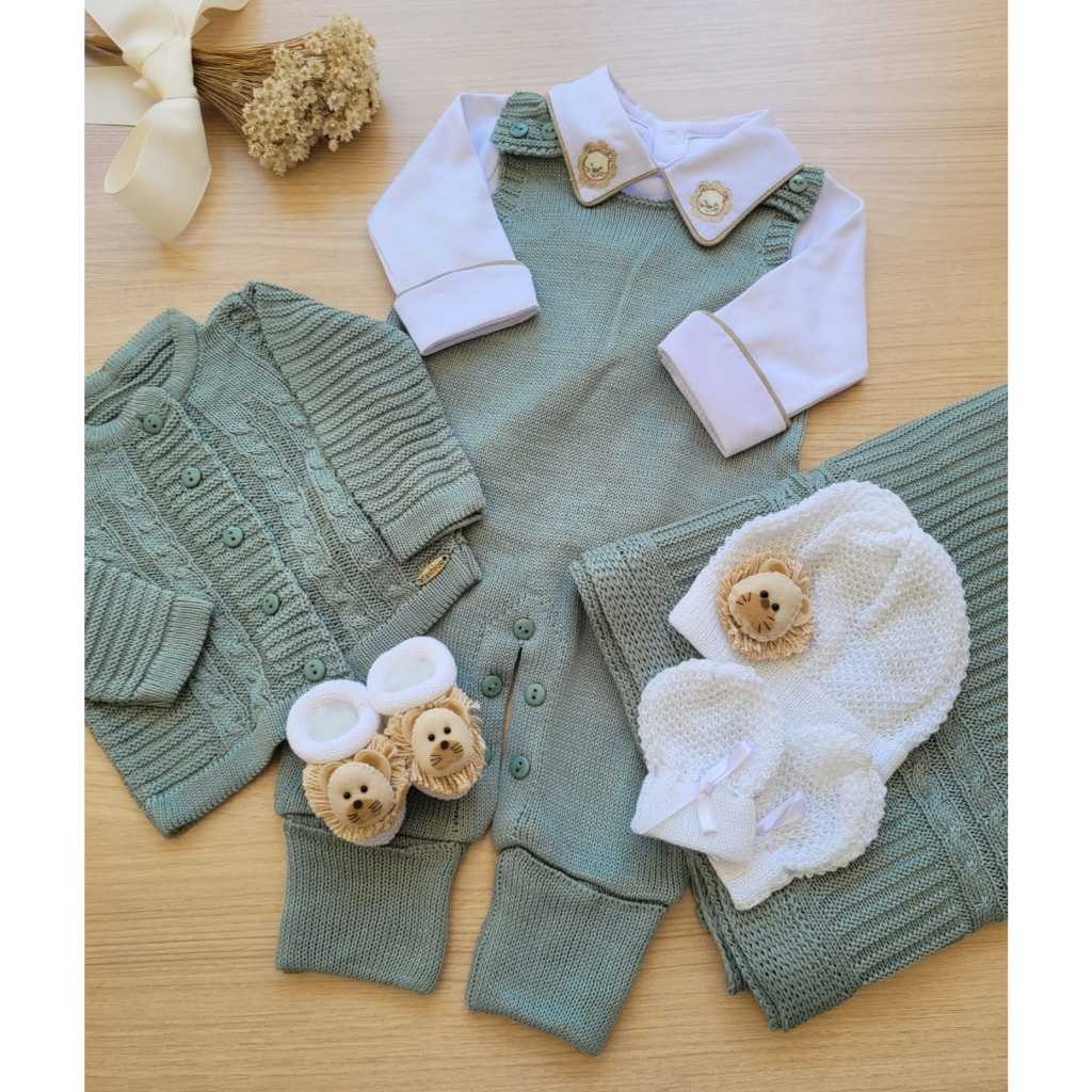🛍️ Saída De Maternidade Menino Alex Tricot 7 Peças Tema Leão