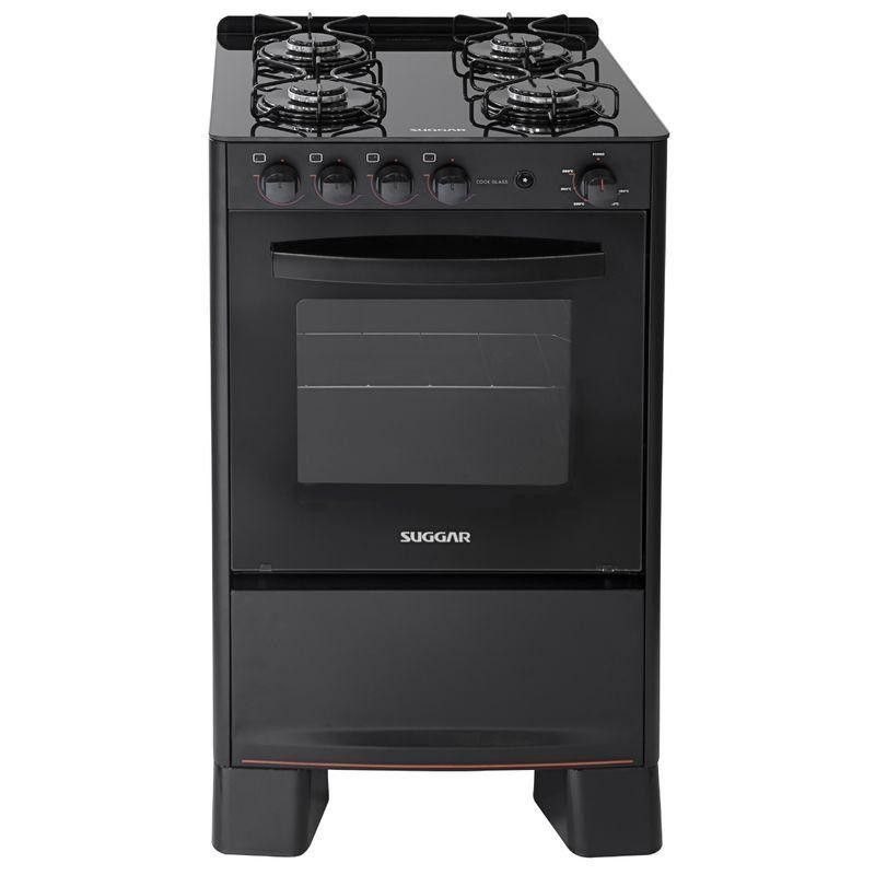 - Fogão 4 Bocas Suggar Cook Glass Mesa de Vidro Preto Bivolt - Fgvcg410pt