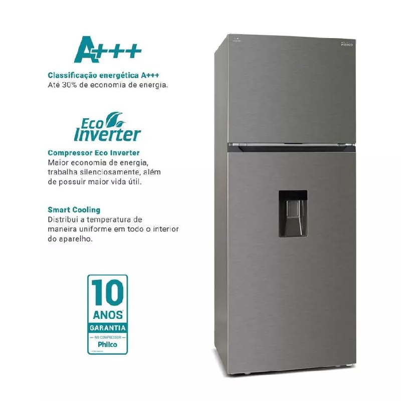 ❄️ Geladeira 413L Philco Eco Inverter Duplex Inox PRF501TI