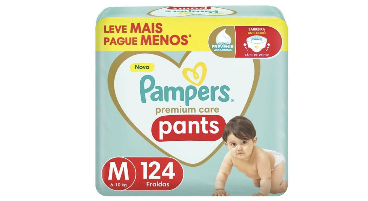 🫧 PAMPERS PREMIUM CARE PANTS M | 124 UNIDADES