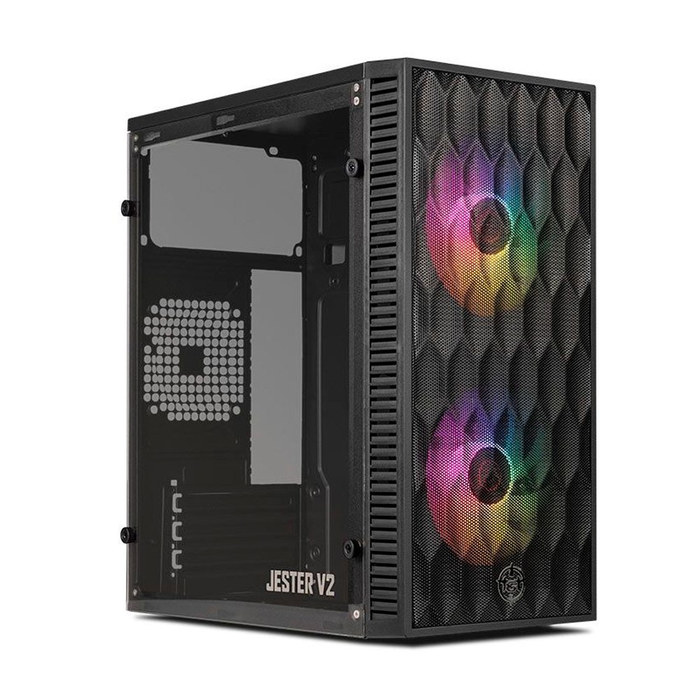 🛍️ Gabinete Gamer TGT Jester V2 Rainbow Mini-Tower Lateral de Acrilico c/2 Fans, Preto TG